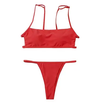 Mood Sexy Thong Bikinis 2021 Mujer Kollane Must Punane Naiste Ujumisriided Push Up Ujumistrikoo Beachwear Ujumispüksid