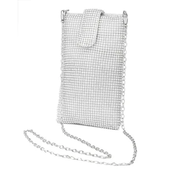 Mood Teemant Naiste õlakott, Väike Rhinestone Chian Crossbody Kotid Naistele 2021 Läikiv Pool Õhtul Rahakott Telefon Clip Kott