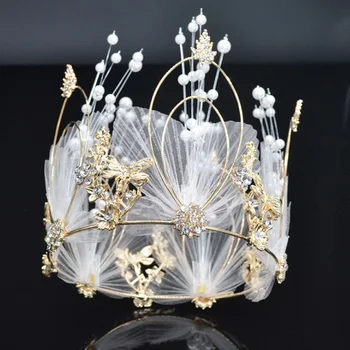 Mood käsitöö ring printsess crown headdress Printsessi Pärl Pärl Pulmad Pruudi Juuksed Ornament