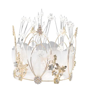 Mood käsitöö ring printsess crown headdress Printsessi Pärl Pärl Pulmad Pruudi Juuksed Ornament