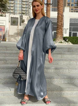 Moslemi Hijab Kleit Eid Abaya Dubai Mull Varruka Suvel türgi Kleidid Abayas Naiste Islami Riided Kimono Femme Musulmane 151733