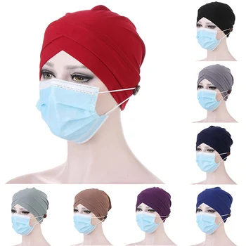 Moslemi Kapoti Sisemine Hijab Ühise Põllumajanduspoliitika Crossover Hijab Wrap Head Nurse Müts Elastne Turban Müts Headscarf Värviga Nuppe Naistele 150673