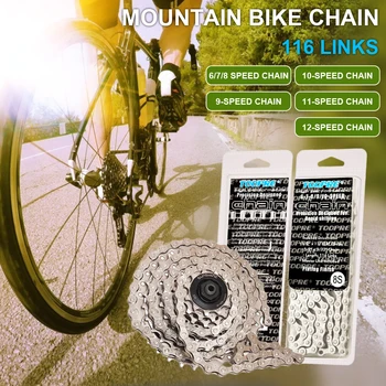 Mountain Bike Kett 6 7 8 9 10 11 12 Speed MTB Ratas Galvaniseeritud Hõbedane Kett Maantee Jalgratta Ketid Osa 116 lingid