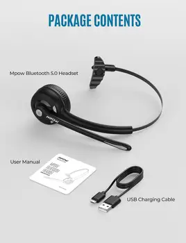 Mpow Pro 1/2 TK Täiendatud Bluetooth-5.0 Kõrvaklapid koos Mikrofoni Müra Vähendamise Traadita Autojuhid Call Center Peakomplekt