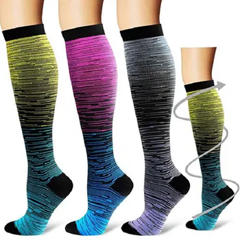 Multi-värvi Naiste, Meeste Pikk Reie Kõrge Sokid Compression Venitada Sokid Väljas Pool Naljakas Elastne Õendusabi Vasikas Sokid Naine