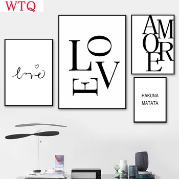 Must Ja Valge Armastus Tsitaadid Põhjamaade Plakat Seina Art Lõuend Maalikunst Dekoratiivne Pilt Seina Maali Live Maalid Home Decor