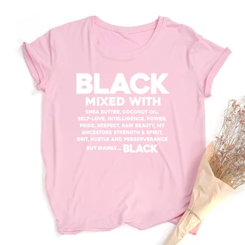 Must Naiste T-särk Must, Segatud Särk Kirjaga Print Must Uhkus Tees Must Tüdruk Särgid Tumblr Tops Suvel Tees Lühikesed Varrukad