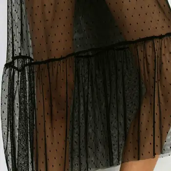 Must Võre Õhuke Vaata Kaudu Kleit Seksikas Naiste Dot Print Kleit Vestidos Naiste Lühikesed Varrukad Ümber Kaela Suvel Beachwear Kleidid