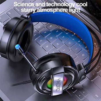 Mängimine Kõrvaklapid Mängija Kõrvaklappide Surround Heli, Juhtmega Stereo Kõrvaklapid Mikrofoniga, Värvilise Valguse ARVUTI Sülearvuti Mäng Peakomplekt