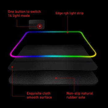 Mängude Laua Mat Hiir Arvuti RGB Mouse Pad Gamer Vaip Mängud Taustavalgustusega Matt Office LED-Mousepad Valge Pc Gamer Täielik