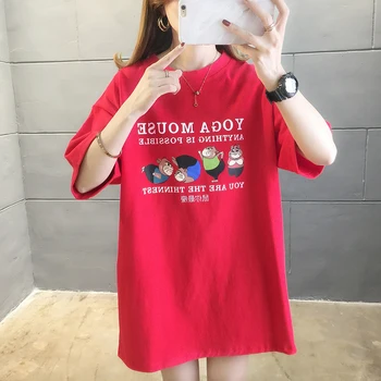 Mõõdus T-särgid korea Japanes Tüdrukud Lahtine Suvel Tees Harajuku O-kaeluse Punane Peace Prindi Tops Naiste Puuvillane tshirt Riided