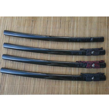 Mõõk Puidust Mantel Jaapani Katana SAYA Scabbard Päris Härja Sarve Pakitud Roo & Juhe(Sageo)-76cm Must Läikiv/Matt