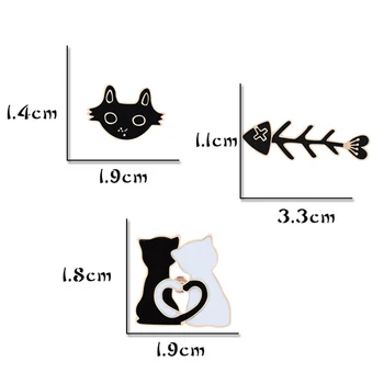 Müts Must Valge Kass Kala Luu Cartoon Kampsun Särgid Rinnamikrofon Pin Badge Salli Loomade Jaoks Naised Mehed 1TK Sõle Paar Kotti Seelik