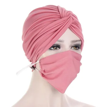Müts Naiste Uued Mitmevärviline Tahke Kristalne Keerake Kork Face Mask, Küünte Nuppu Juuksed Guard Bonnets Naiste Hijabs Mood Tolmukindel