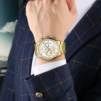 NIBOSI Reloj Top Brändi Luksus Mens Kellad Mood Meeste Käekell Quartz Watch Kuld Veekindel Sport Chronograph Olge Mehed 68957