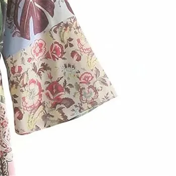 NWOMN Za 2021 Kimono Naiste Tuunika Vintage Print Naine Särk Suvel Top Naine Õie Stiilne Pluus Elegantne Seotav Vöö Pikad Särgid