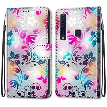 Nahast Magnet Case For Samsung Galaxy A9s A750 A9 A8 A6 A7 2018 A5 2017 A3 2016 Telefoni Katab Klapp Rahakott Värvitud Funda Etui
