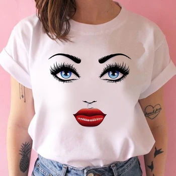 Naine Tees Camisa Print T-särgid Mood Naiste T-Särk Ilus nägu Tee Särk Seksikas ripsmete Tumblr Graafiline T-Särk