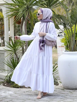 Naised Lahti Riietuvad Uue Hooaja Kihiline Kogutud Hijab Islami Moslemi Riietus Mood Kevad-Suvi Ramadan Eid Mubarak Türgi