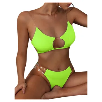 Naised Selge Soonilised Rihmad Bikiinid Komplekti Push-up Brasiilia Supelrõivad Beach Ujumistrikoo Seksikas Bikinis Tahke Push-Up Bikiinid 2021 Hot Müük 87782