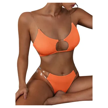 Naised Selge Soonilised Rihmad Bikiinid Komplekti Push-up Brasiilia Supelrõivad Beach Ujumistrikoo Seksikas Bikinis Tahke Push-Up Bikiinid 2021 Hot Müük