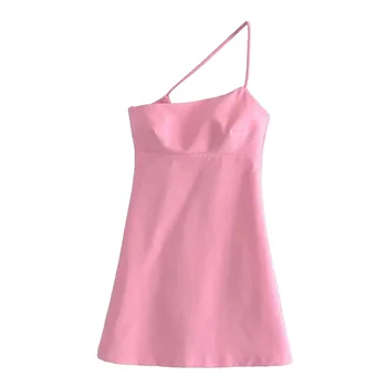 Naiste 2021 Stiilne Mood Soft Touch Asümmeetriline Mini Kleit Vintage Backless Lukuga Õhuke Rihmad Naiste Kleidid Vestidos 22353