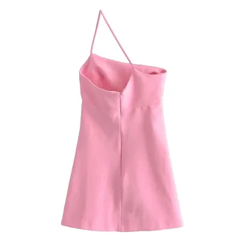 Naiste 2021 Stiilne Mood Soft Touch Asümmeetriline Mini Kleit Vintage Backless Lukuga Õhuke Rihmad Naiste Kleidid Vestidos