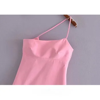 Naiste 2021 Stiilne Mood Soft Touch Asümmeetriline Mini Kleit Vintage Backless Lukuga Õhuke Rihmad Naiste Kleidid Vestidos