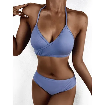 Naiste Bandeau Sidemega Bikiinid Komplekti Push-up Brasiilia Supelrõivad Beachwear Ujumistrikoo Seksikas Bikinis Tahke Push-Up Bikiinid 2021 Hot Müük