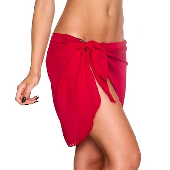 Naiste Bikini Beach Varjata Värviga Pareo Sifonki Wrap Seelik Sarong Sall Beachwear Trikoo Beachwear Ujumistrikood