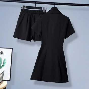 Naiste Elegantne 2 Töö Seab Suvel 2021 Tahke Slim Mini Bleiser Kleit Ja Kõrge Vöökoht Lühikesed Püksid Asukoht Daamid Vabaaja Kostüümid