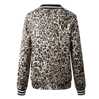 Naiste Jakid Leopard\camo Trükitud Daamid Tõmblukk Pommitaja Outwear Kevad Sügis Pikk Varrukas Lühike Õhuke Õhuke Vabaaja Biker Mantlid#f3