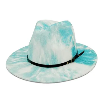 Naiste Klassikaline Lai Nokk Panama Müts Tie Dye Daamid Floppy Fedoras Müts Meeste Eriline Stiil Musta Kett UUED 2021 22938