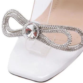 Naiste Kõrge Kontsaga Sandaalid Crystal bowknot Strippar Kõnniteed Kinnismõte Stiletto Suvel Avatud Varvas Naine Valentine Pluss Suurus Kingad Naine