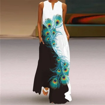 Naiste Maxi Kleit Suveks Vintage Õie 3D Trükitud Beach Elegantne Pikk Kleit Pluss Suurus Naine Lepinguosalise Kleit Sundress Vestidos