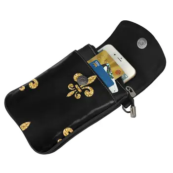 Naiste Messenger Õlapaelad Kott Kuldne Fleur De Lis Muster Kaardi Omanikele mobiiltelefon Taskus, Käekotis Daamid Telefon Kotis