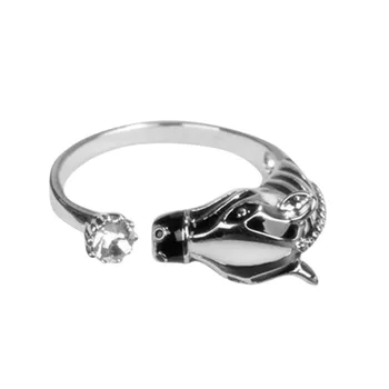 Naiste Mood õnne Crystal Avatud Ring Elegantne, Trendikas Loomade Hobuse Pea Ringi Naiste Mood Ehteid 1TK