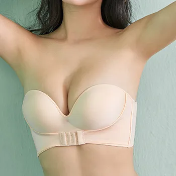 Naiste Olkaimeton rinnahoidja, Ees Lukk Rindade tõstmine kogutud Rinnahoidja värviga Anti-Slip Hingav Aluspesu naine seksikas nähtamatu rinnahoidja