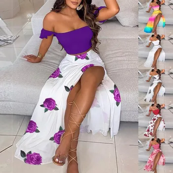 Naiste Puhkus Mood Seksikas Kleit O Kaela 3D-Printimine Kleit Lady Olkaimeton Pool Kleit Streetwear Beach Puhkus Pikk Kleit