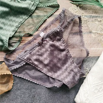 Naiste Seksikas Pesu Mood Naiste Hingav Vibu Silma Uued Aluspüksid Aluspüksid (Solid Color Ice Siid Pits Keskel Talje Puhas Puuvill
