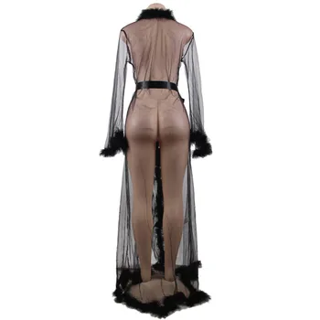 Naiste Seksikas Pits Magab Kulumine, Vaadake-through (Solid Color Nightgowns Pesu, Pikk Varrukas, V-kaelus Riided