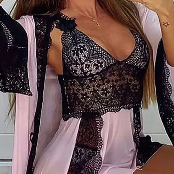 Naiste Sexy Lingerie Aluspesu Erootiline Kleit Vt-läbi Pitsi Pidžaama porn Sleepwear Nightdress Sexi Kostüümid Sugu Kleit #4