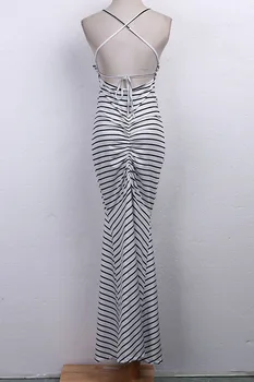 Naiste Suvine Vintage Boho Triibuline Pikk Maxi Õhtu Pool Beach Backless Kleit Rihm Sundress Naiste riided