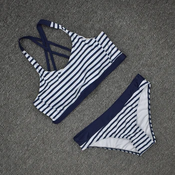 Naiste Triibuline Kahe Töö Bikinis, Sport Supelrõivad Päitsed Vest Ujumistrikoo Sexy Bikini Set Suvel Rannas Supelda Suit Beachwear S~2XL