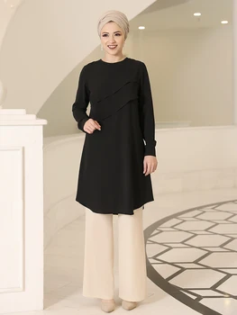 Naiste Tuunika Uus Hooaeg Hijab Islami Tuunika Põranda Mustrit Kvaliteediga Kangast Valmistatud Türgis Ramadan Mubarak Eid Dubai