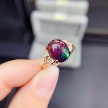 Naiste Uus Ring Naturaalne Must Opaal Sõrmus 925 Hõbe Luksus Atmosfääri Disain Peen ja Elegantne Stiil