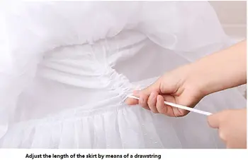 Naiste Valge 3 Hoop Petticoat Seelik Underskirt Pits Lolita Kleit Crinoline Reguleeritav