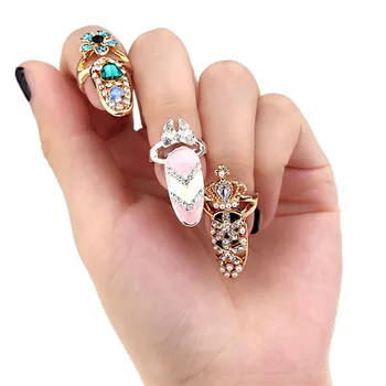 Naiste Vogue Bowknot Küünte Ringi Võlu, Crown Lill, Kristall Sõrme Küünte Rõngad