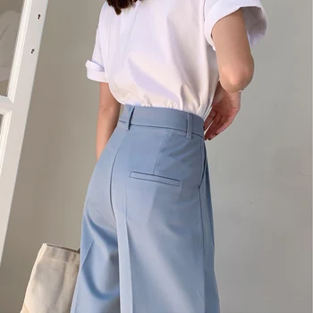 Naiste püksid lahti slim laotama pikad püksid kõrge vöökoht büroo kandma ülikonda pikad püksid 2021 primavera pantalones mujer