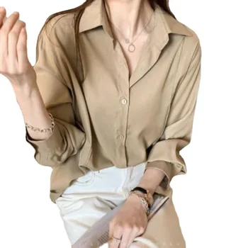 Naiste särk valge tavaline värv lahti ülepaisutatud pluus naiste pluus lahti korea taskud